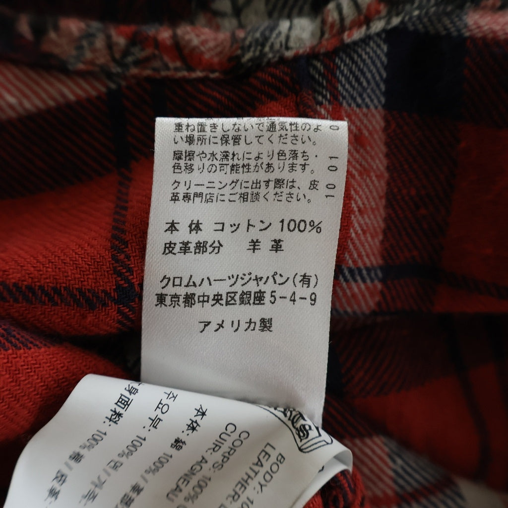 CHROME HEARTS(クロムハーツ) LOOSE ENDS ルーズエンド クロスボールボタン 長袖チェックシャツ レッド