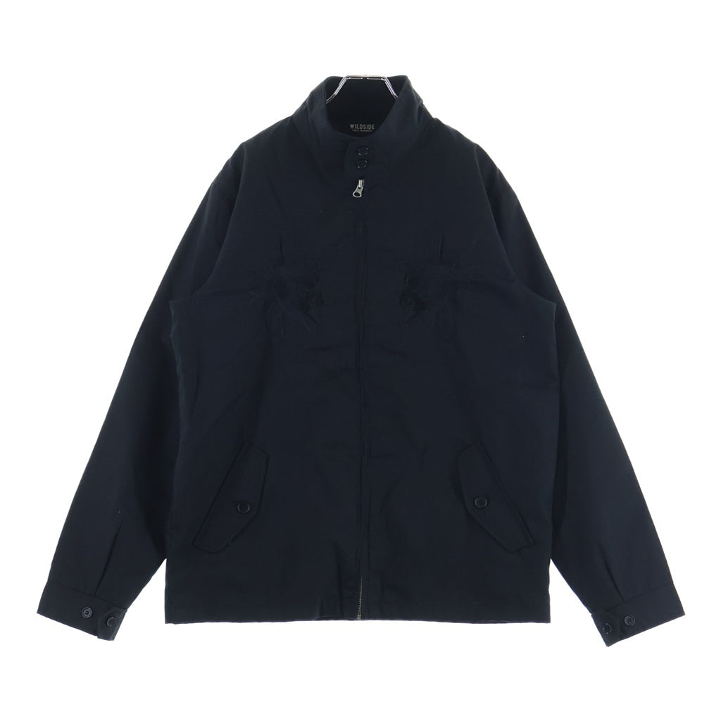 WILDSIDE YOHJI YAMAMOTO(ワイルドサイド ヨウジ ヤマモト) FLOWER EMBROIDERY SWINGTOP フラワー エンブロイダリー スウィングトップ ジップアップ ジャケット ブラック WO-Y03-903