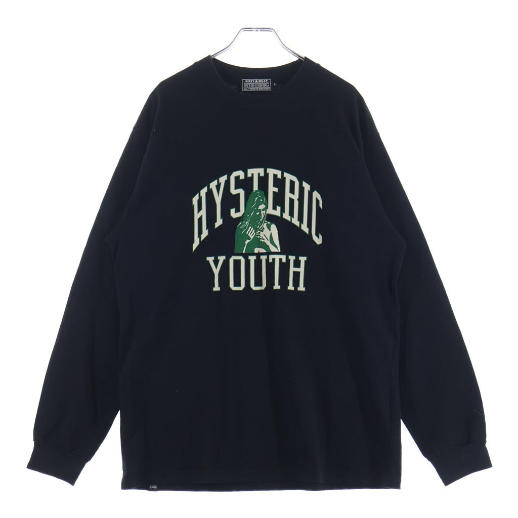 HYSTERIC GLAMOUR(ヒステリックグラマー) グラフィックプリント クルーネック 長袖Tシャツ カットソー ネイビー 02243CL04