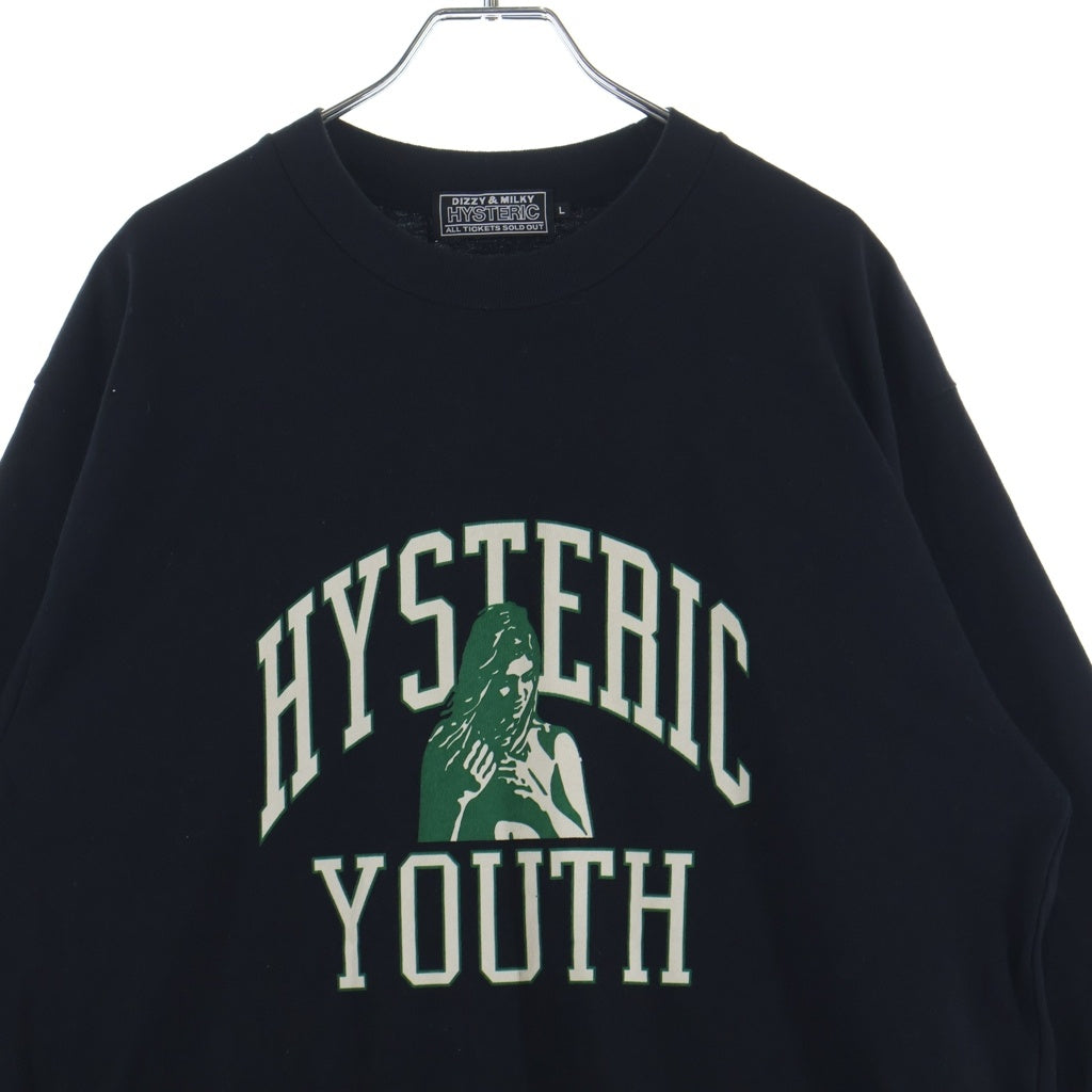 HYSTERIC GLAMOUR(ヒステリックグラマー) グラフィックプリント クルーネック 長袖Tシャツ カットソー ネイビー 02243CL04