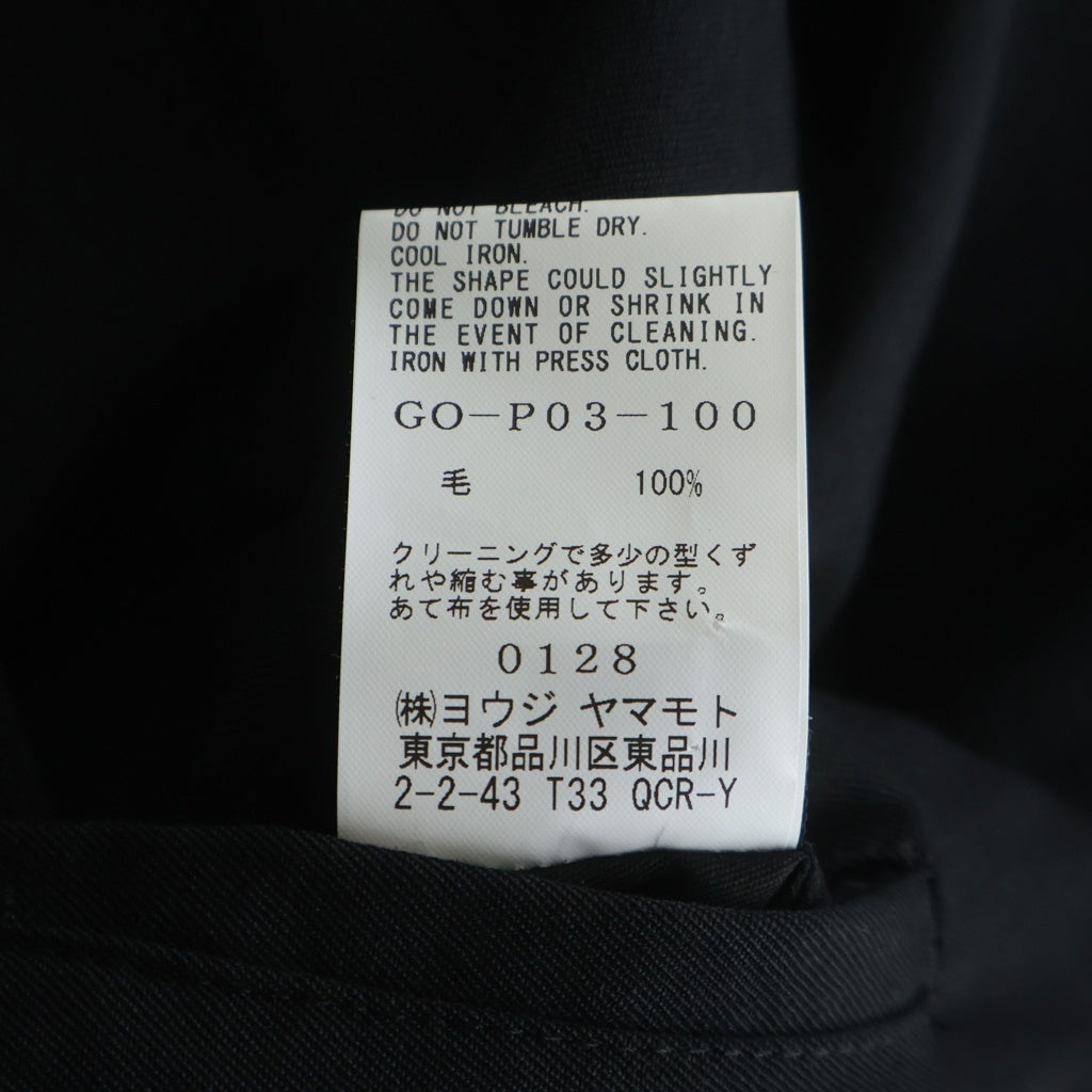 Ground Y(グラウンドワイ) WOOL GABARDINE BALLOON PANTS ウール ギャバジン バルーン パンツ ブラック GO-P03-100