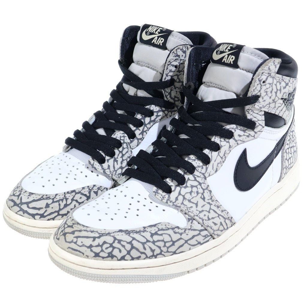 NIKE(ナイキ) AIR JORDAN 1 RETRO HIGH OG WHITE CEMENT ELEPHANT エアジョーダン1 ホワイトセメント ハイカットスニーカー ホワイト/グレー US9/27cm DZ5485-052