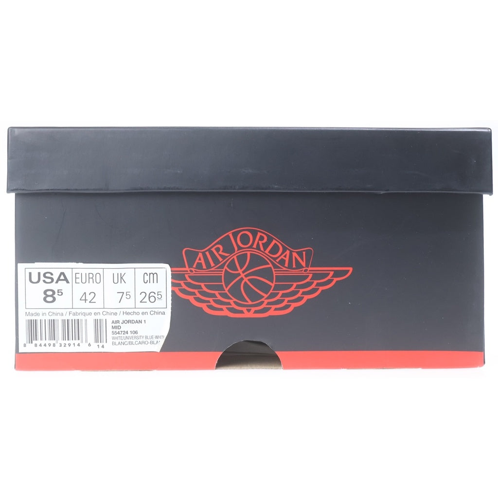 NIKE(ナイキ) 【観賞用 2012年製】 AIR JORDAN MID UNC エアジョーダン1 レトロ ユニバーシティ ブルー ミッドカットスニーカー ホワイト/ブルー US8.5/26.5cm 554724-106