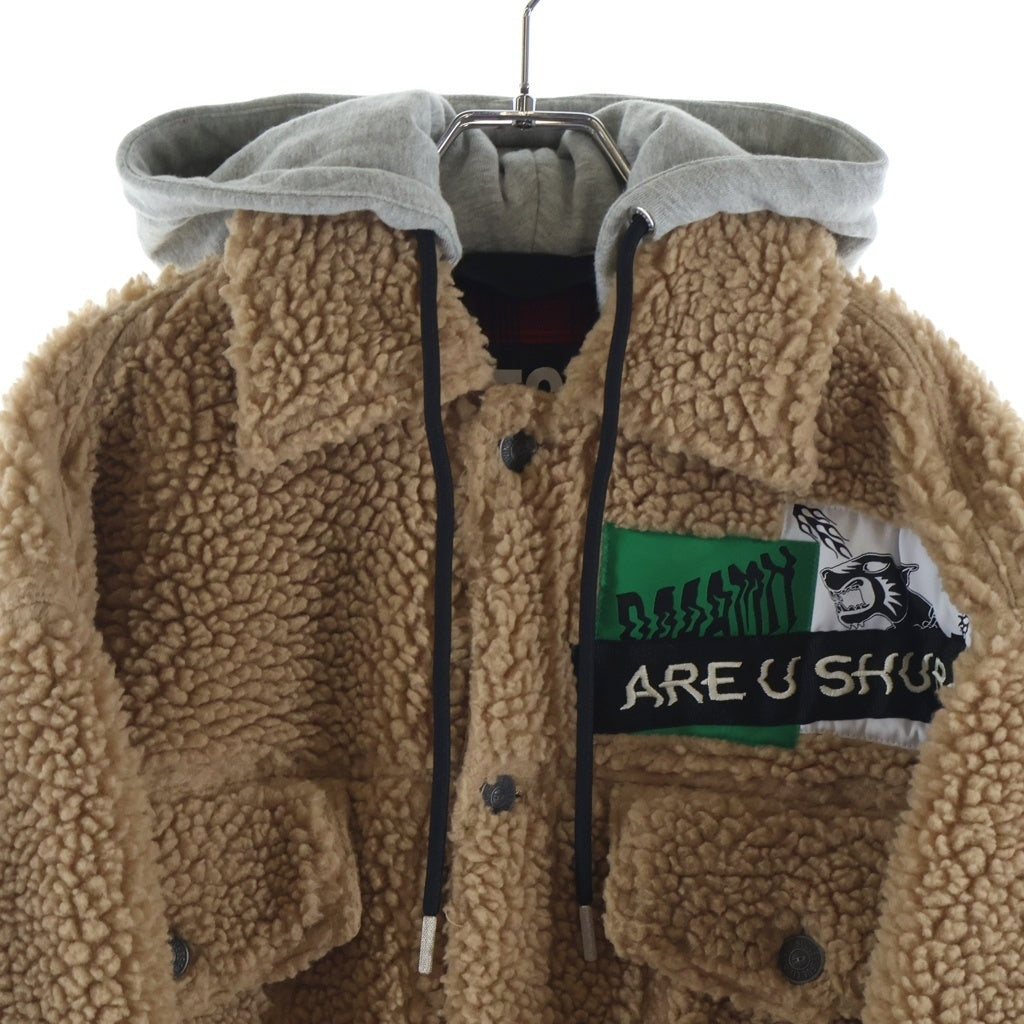 DIESEL(ディーゼル) W-GARY-0KAYY 刺繍ロゴ フード付き フリースジャケット ベージュ A00558