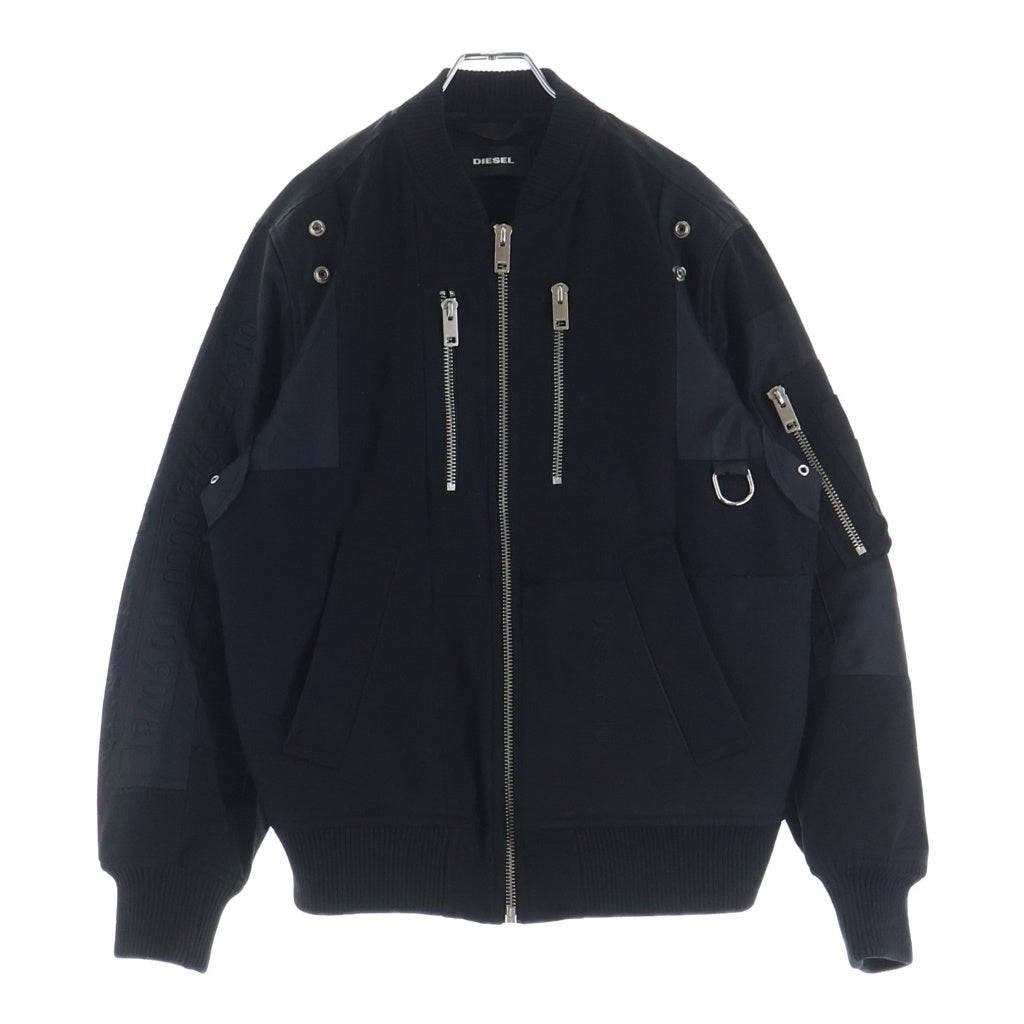 DIESEL ディーゼル W-GARBO ナイロン切り替え ウール ジャケット ボンバージャケット ブラック DIESEL(ディーゼル) W-GARBO ナイロン切り替え ウール ジャケット