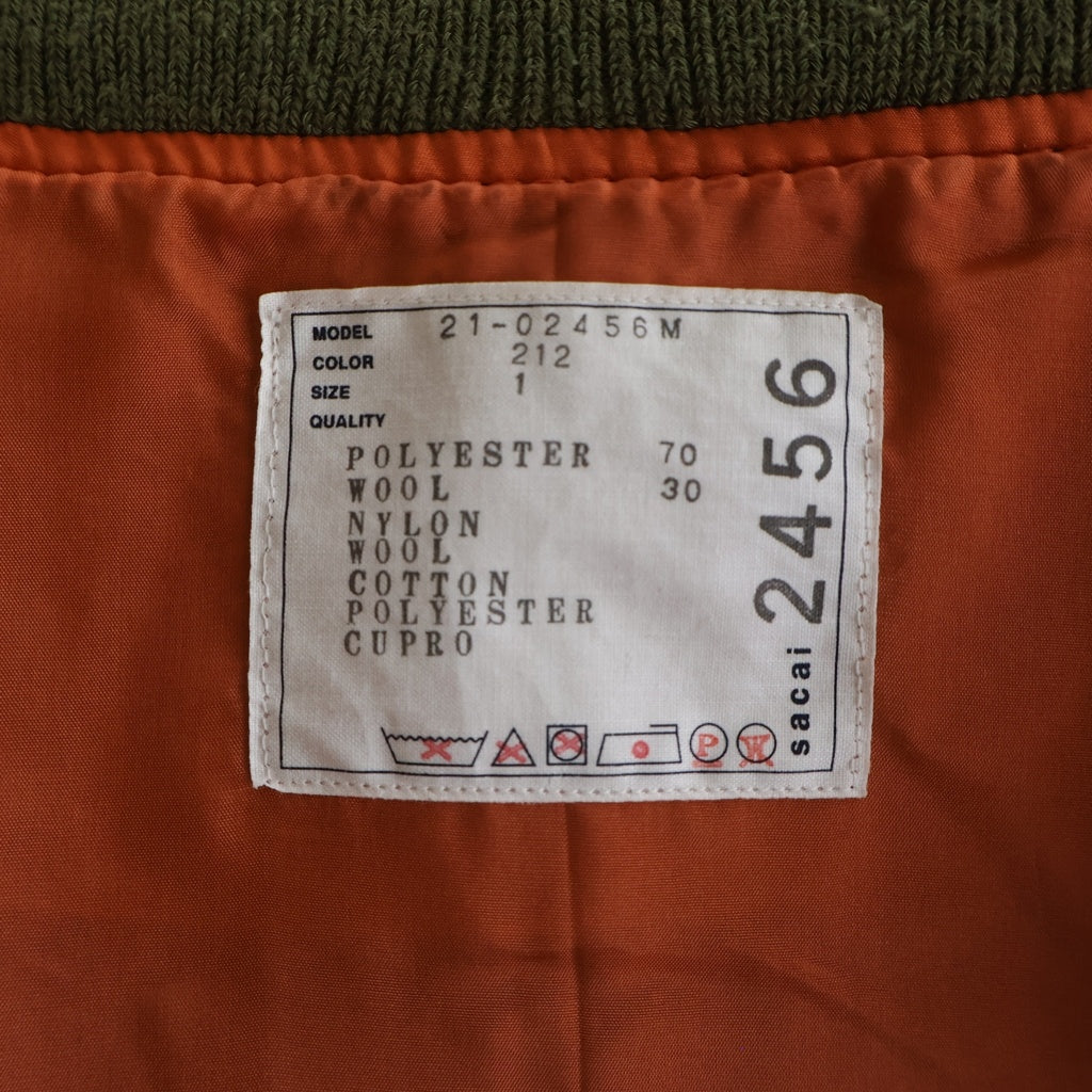 Sacai(サカイ) 21SS SUITING MA-1 ドッキング スーチング ブレザー テーラードジャケット ブルゾン 21-02456M
