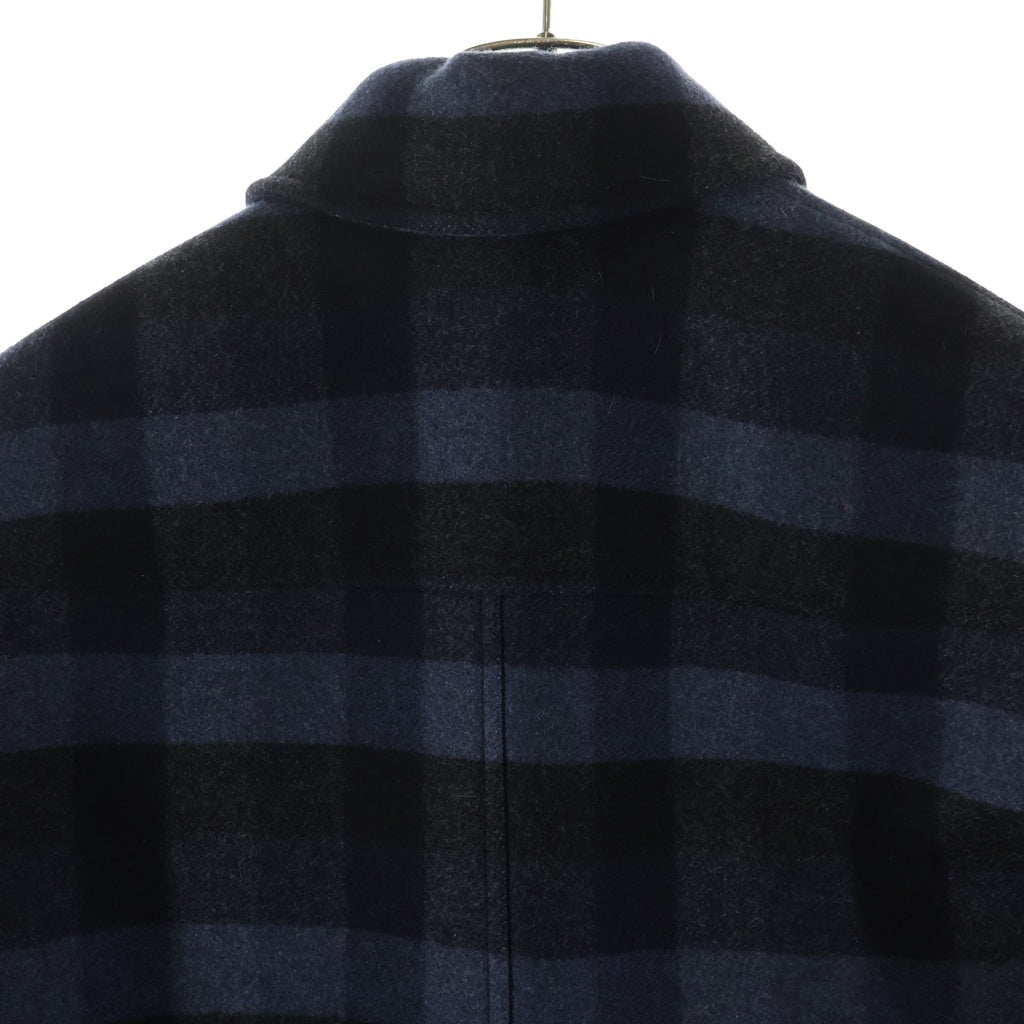 VALENTINO(ヴァレンティノ) チェック ラムレザーカラー付 ステンカラー コート ブルー NV0CA4584LH