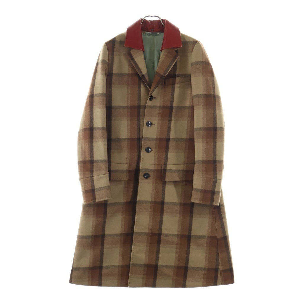 VALENTINO(ヴァレンティノ) チェック ラムレザーカラー付 ステンカラー