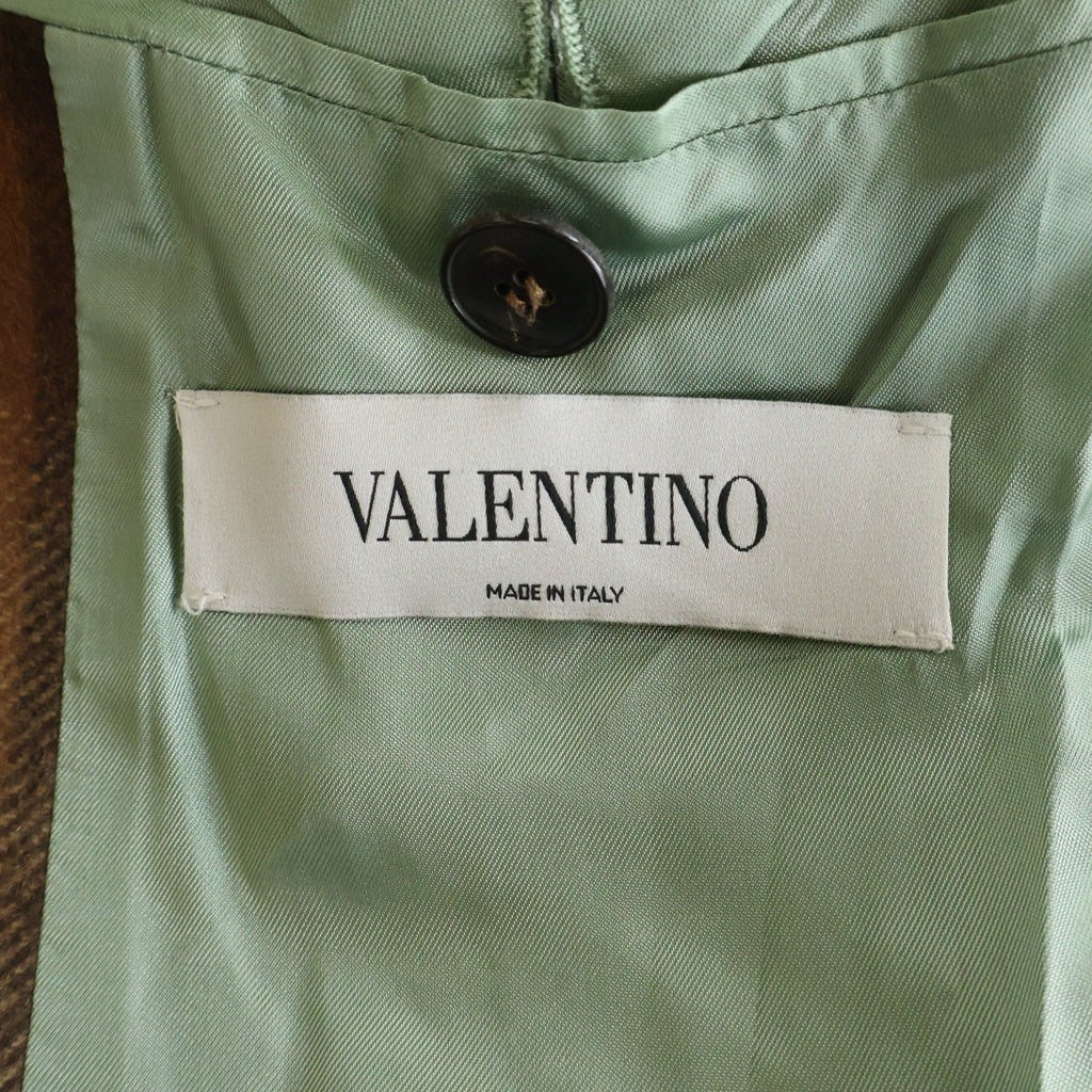 VALENTINO(ヴァレンティノ) チェック ラムレザーカラー付 ステンカラー コート ベージュ NVOCCAIB04LQ