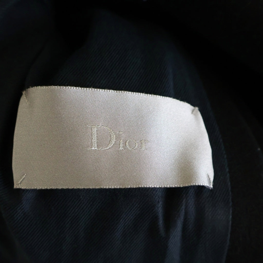 DIOR(ディオール) ウール ダブル ブレスト レザー切り替え ハーフコート ブラック 133C320C0315