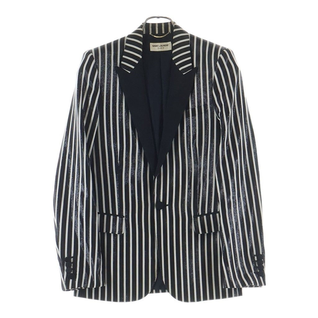 SAINT LAURENT PARIS(サンローランパリ) 13AW ストライプ柄 コーティング テーラードジャケット ブラック/ホワイト 310542 YUN59