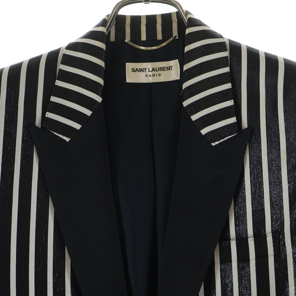 SAINT LAURENT PARIS(サンローランパリ) 13AW ストライプ柄 コーティング テーラードジャケット ブラック/ホワイト 310542 YUN59
