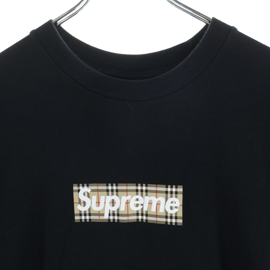 SUPREME(シュプリーム) 22SS ×BURBERRY Box Logo Tee バーバリー ノバチェック ボックスロゴ クルーネック半袖Tシャツ カットソー ブラック