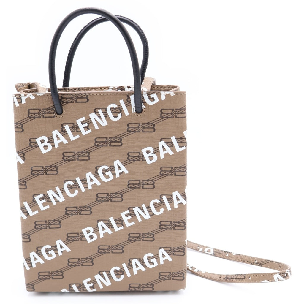 BALENCIAGA(バレンシアガ) ロゴ 2WAY ミニショルダーバッグ ミニハンドバッグ ベージュ レザー 693805 レディース