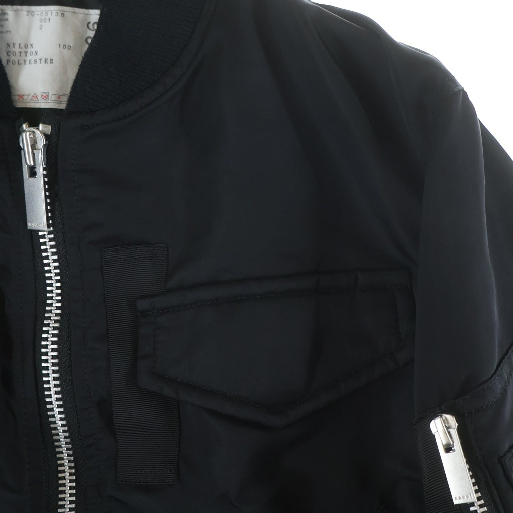 Sacai(サカイ) 20AW MA-1 NYRON TWILL COAT ナイロン ツィル コート ジップアップ ジャケット ブラック 20-05136 レディース