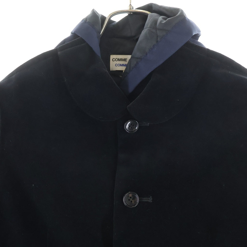 COMME des GARCONS(コムデギャルソン) ベロアキルティング ドッキングジャケット ネイビー/ブラック W16C004 レディース