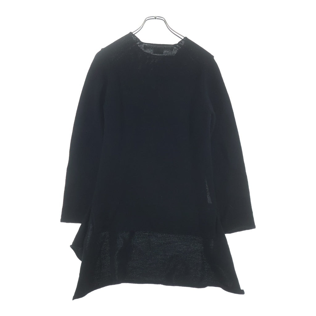 COMME des GARCONS(コムデギャルソン) 22AW デザイン ペイント サイドカット クルーネック 長袖ニット セーター カットソー ブラック GJ-N008 レディース