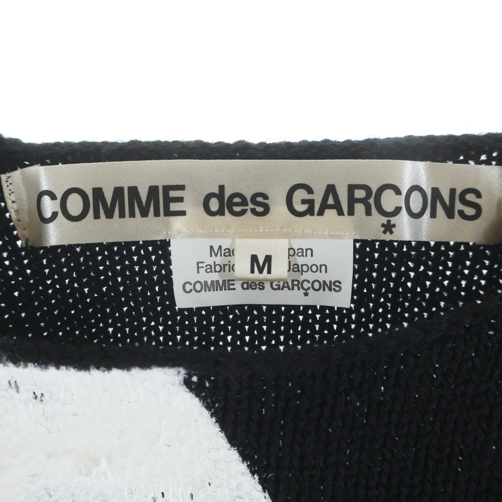COMME des GARCONS(コムデギャルソン) 22AW デザイン ペイント サイドカット クルーネック 長袖ニット セーター カットソー ブラック GJ-N008 レディース