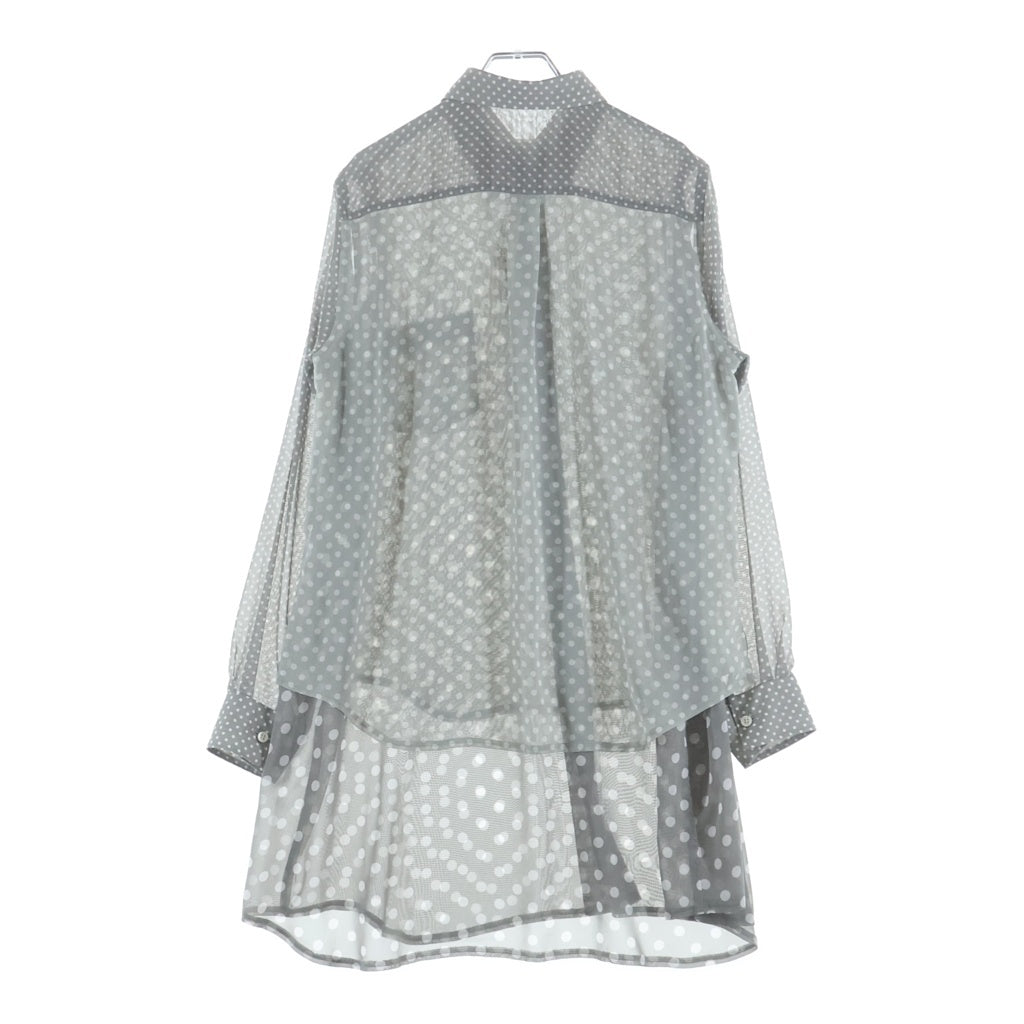 COMME des GARCONS(コムデギャルソン) 24SS エステルジョーゼット ドットプリント 2枚重ねロングブラウス 長袖シャツ グレー RM-B023 レディース