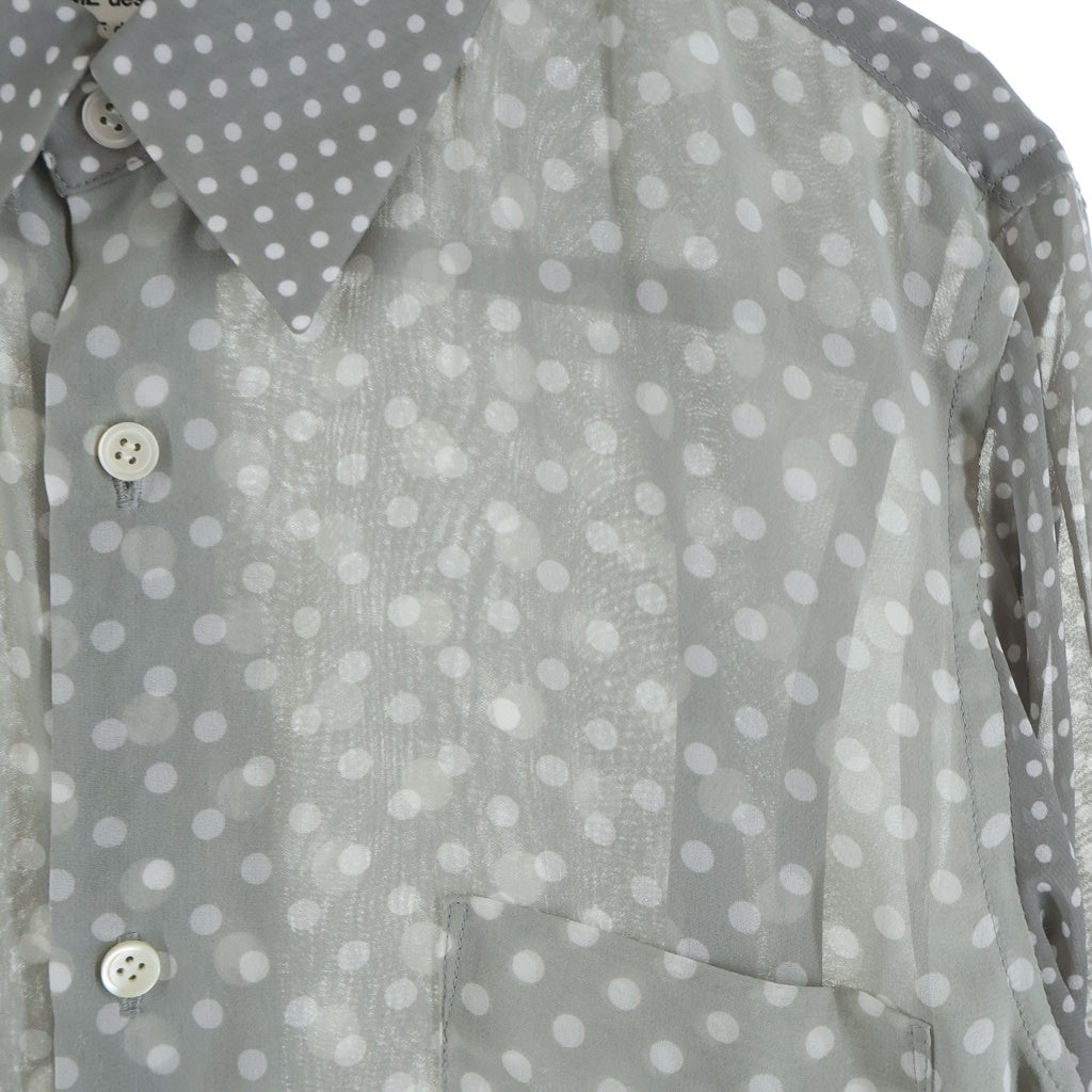 COMME des GARCONS(コムデギャルソン) 24SS エステルジョーゼット ドットプリント 2枚重ねロングブラウス 長袖シャツ グレー RM-B023 レディース