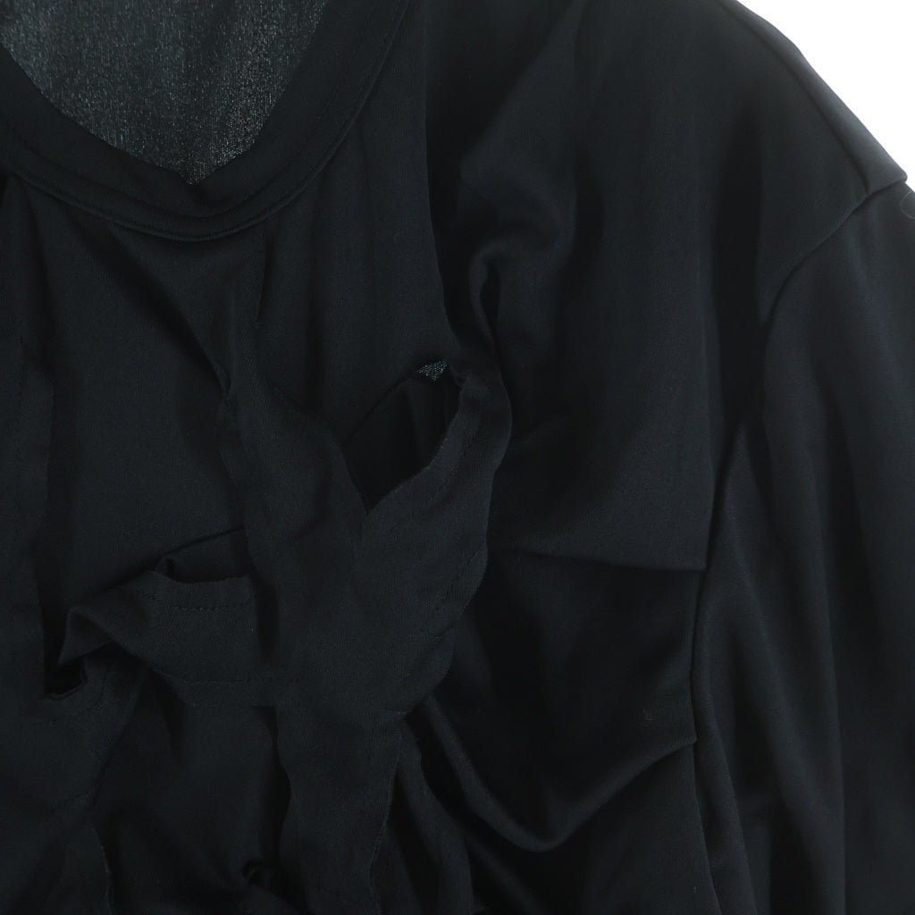 COMME des GARCONS(コムデギャルソン) 23AW フリンジ付き クルーネック 半袖Tシャツ カットソー ブラック レディース GM-T011