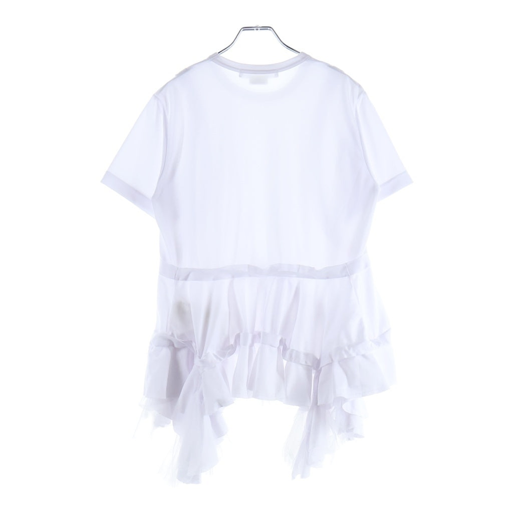 COMME des GARCONS(コムデギャルソン) 24SS チュールフリル付き クルーネック デザイン 半袖Tシャツ カットソー ホワイト RM-T014 レディース