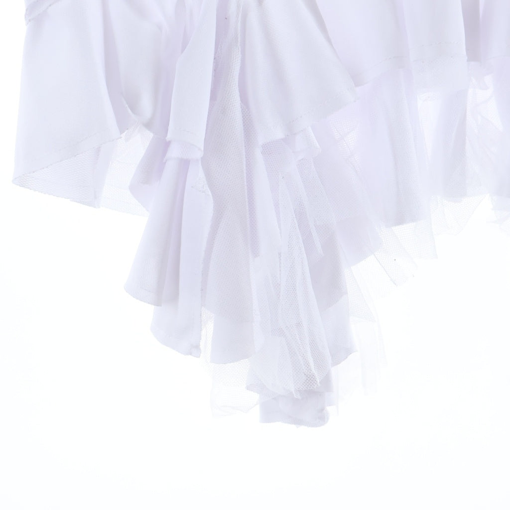 COMME des GARCONS(コムデギャルソン) 24SS チュールフリル付き クルーネック デザイン 半袖Tシャツ カットソー ホワイト RM-T014 レディース