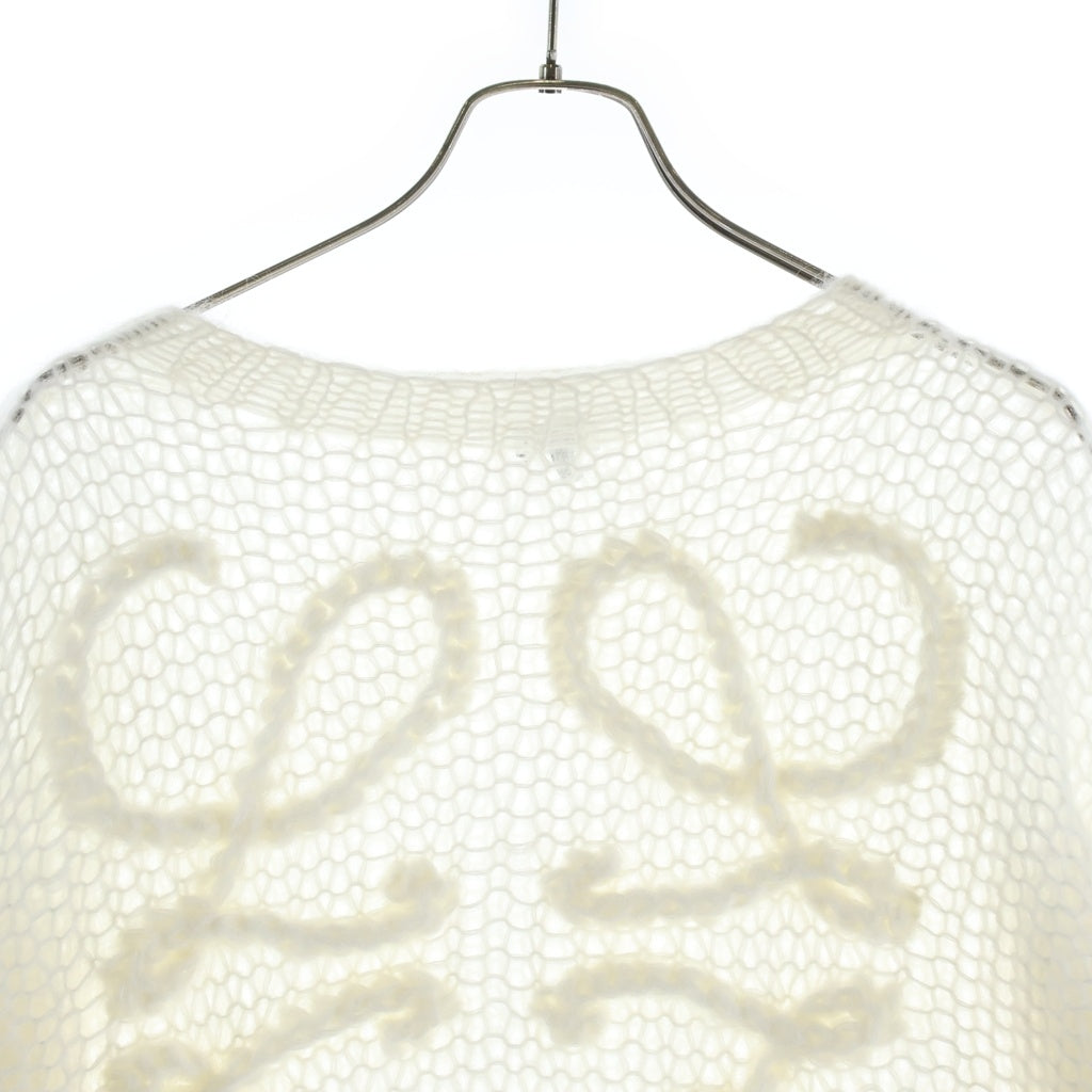LOEWE(ロエベ) アナグラム刺繍 モヘヤ ウール クルーネック 長袖ニット ホワイト レディース S359Y14KBO