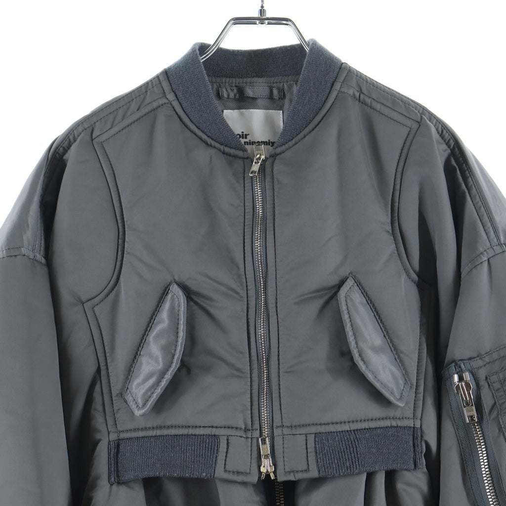 NOIR KEI NINOMIYA(ノワール ケイニノミヤ) 18AW ドッキングMA-1Aラインボンバージャケット グレー 3B-J026 3B-J026