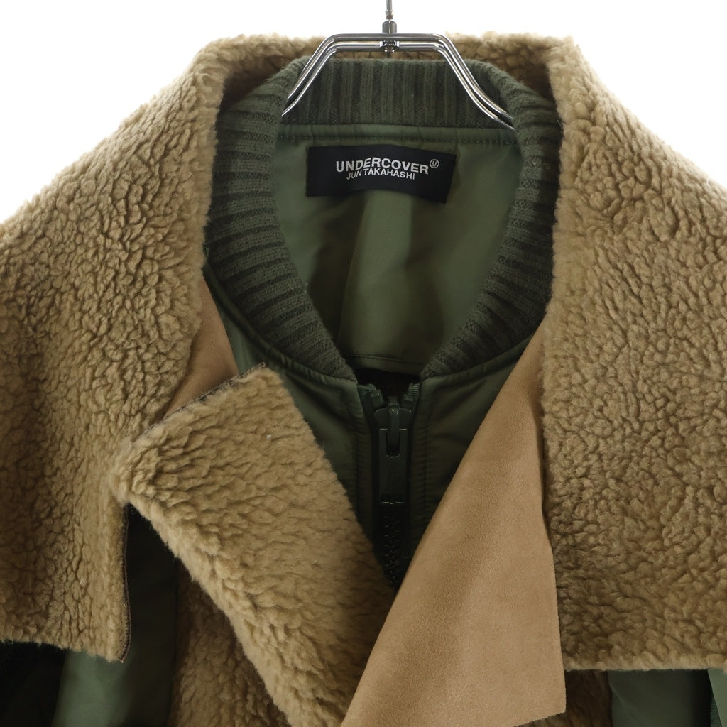UNDERCOVER(アンダーカバー) 23AW フェイクムートン切り替え MA-1 ジップアップ ジャケット カーキ/ベージュ UC2C8202 レディース