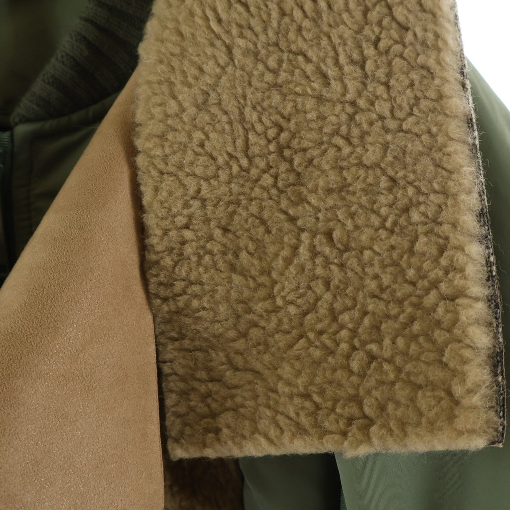 UNDERCOVER(アンダーカバー) 23AW フェイクムートン切り替え MA-1 ジップアップ ジャケット カーキ/ベージュ UC2C8202 レディース