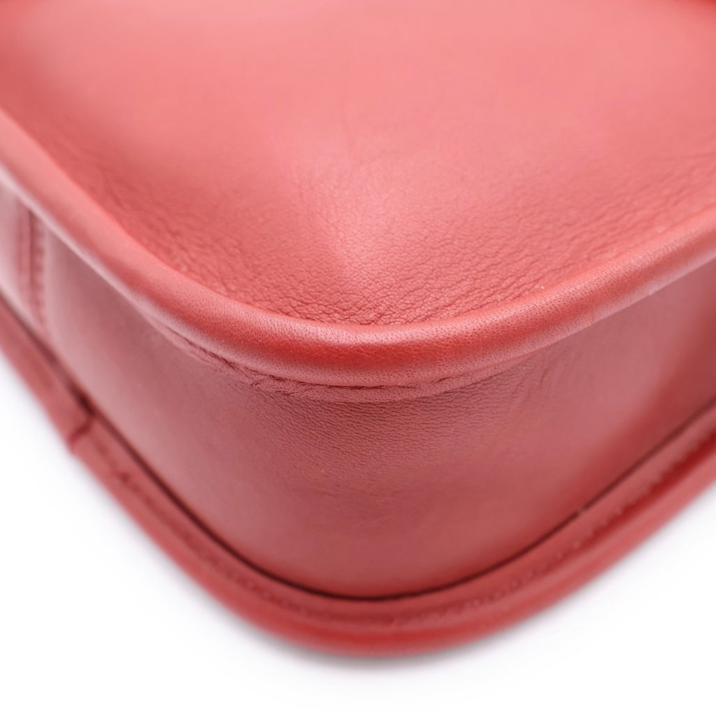 COACH(コーチ) レザー ショルダー バッグ 金具 レッド レディース