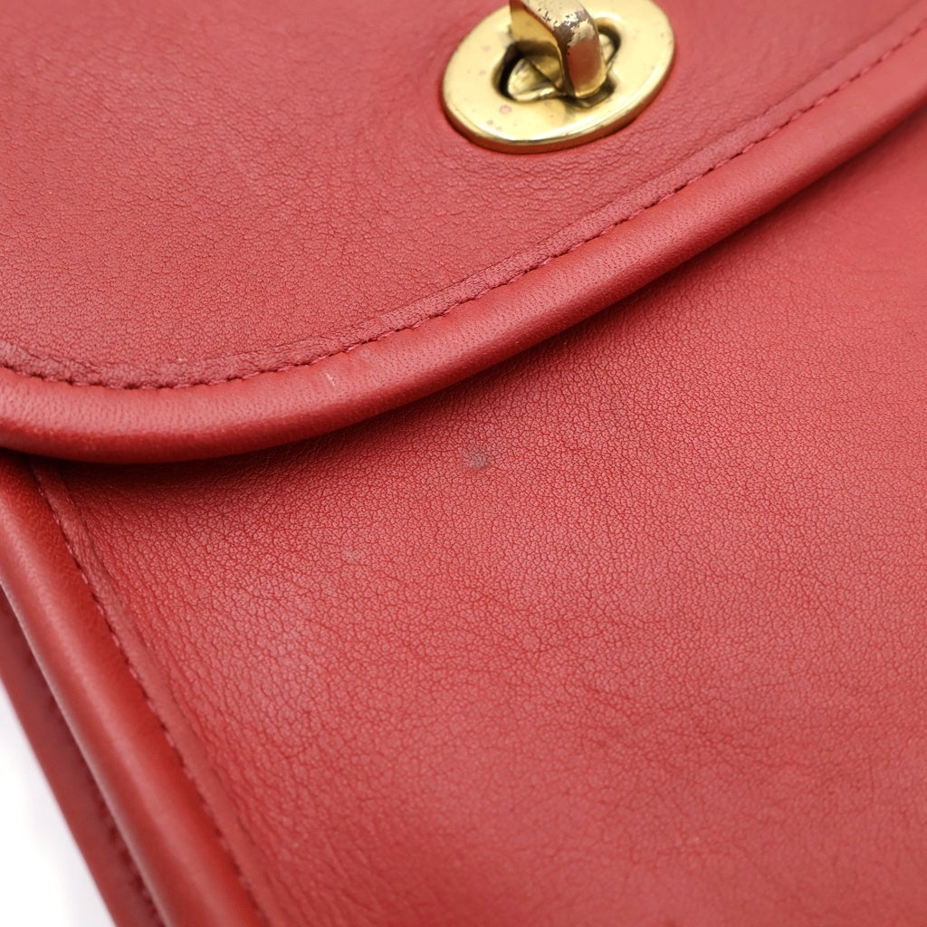 COACH(コーチ) レザー ショルダー バッグ 金具 レッド レディース
