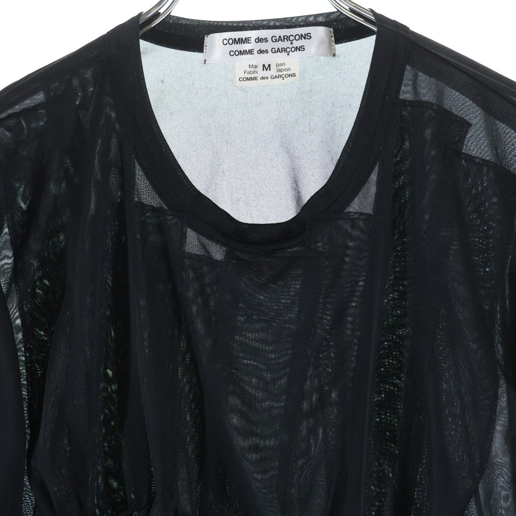 COMME des GARCONS COMME des GARCONS(コムデギャルソンコムデギャルソン) クルーネック シースルー 長袖Tシャツ カットソー ブラック RF-T019 レディース