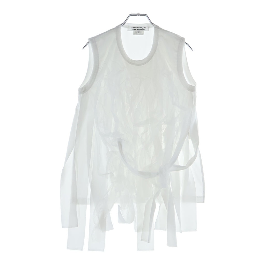 COMME des GARCONS COMME des GARCONS(コムデギャルソンコムデギャルソン) 21W フロント フリル クルーネック ノースリーブ Tシャツ カットソー ホワイト レディース RI-T004
