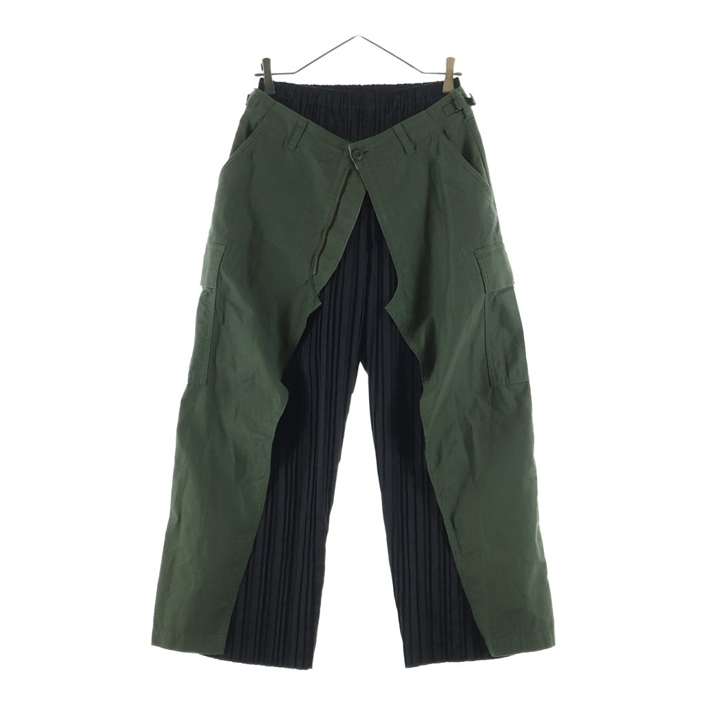 JUNYA WATANABE COMME des GARCONS(ジュンヤワタナベ コムデギャルソン) 22AW プリーツ ドッキング レイヤード カーゴパンツ カーキ/ブラック JJ-P020 レディース