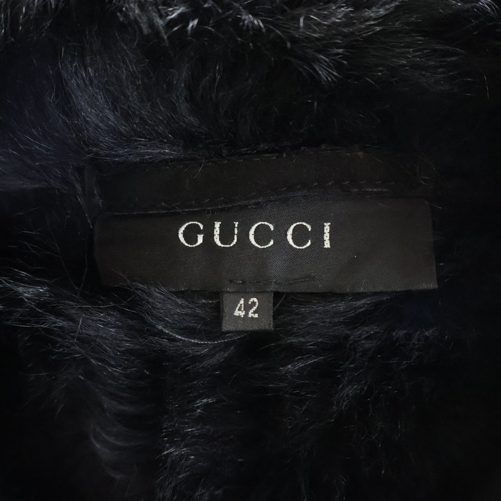 GUCCI(グッチ) 裏地ファー スウェード ジャケット ブラック レディース 239-1304-7632