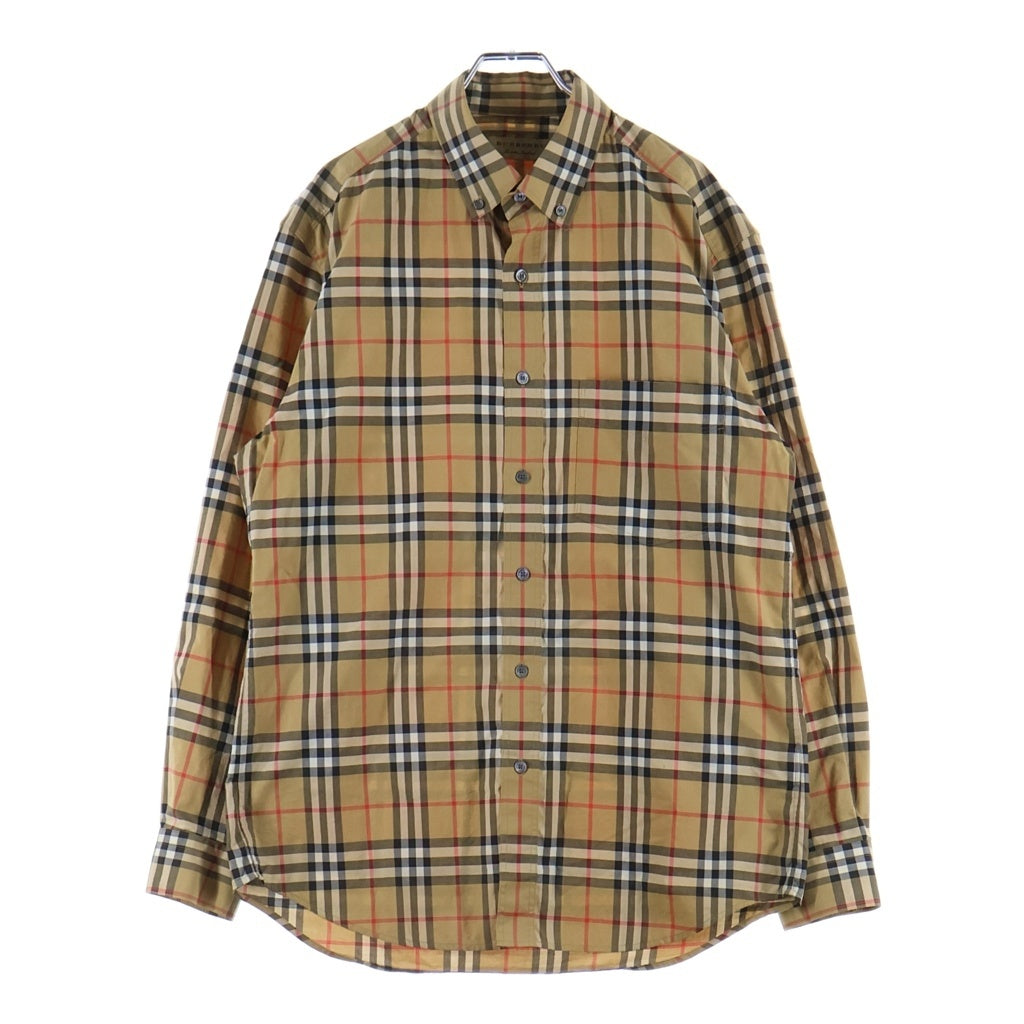 BURBERRY(バーバリー) ノバチェック ボタンダウン 長袖シャツ ブラウン 8001236