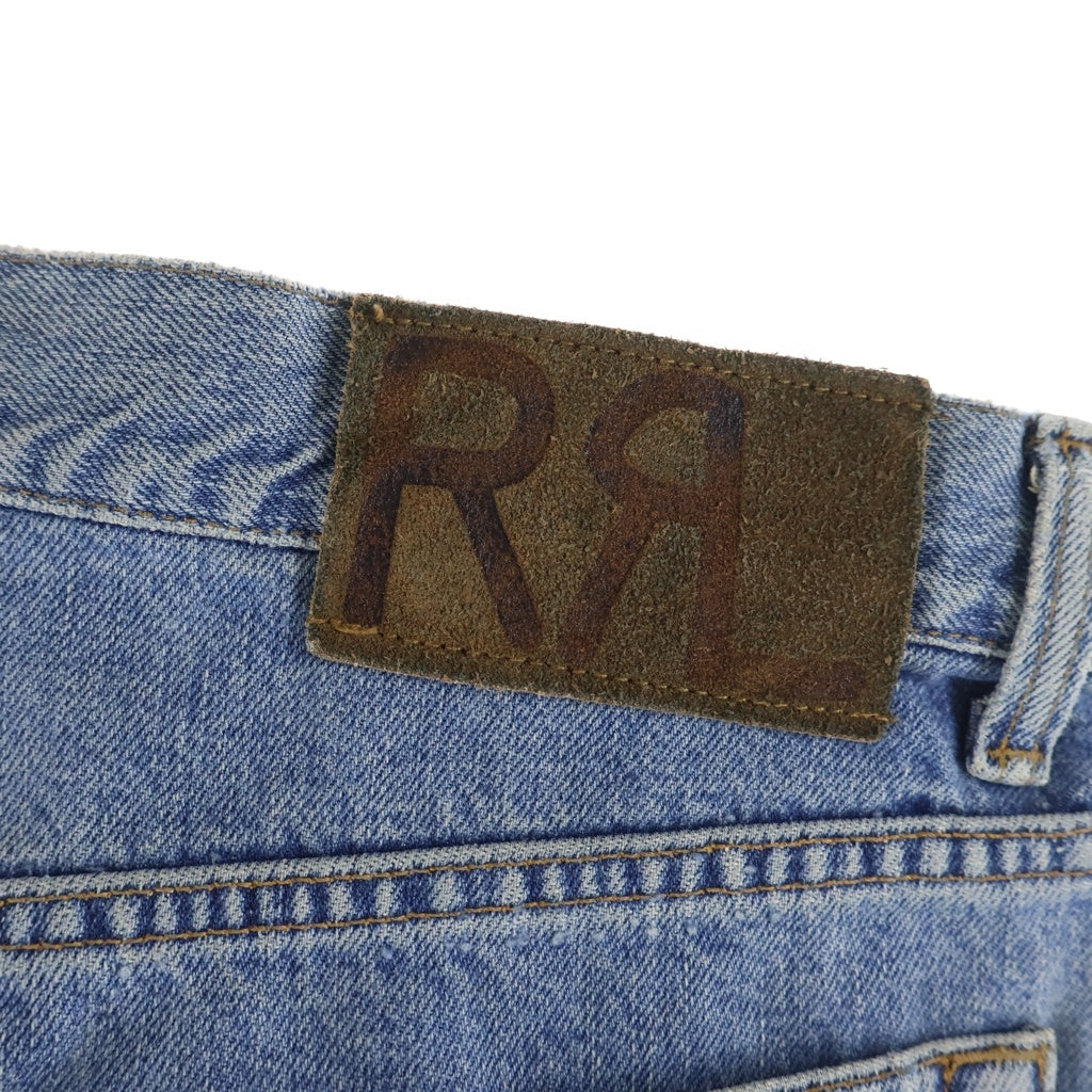 RRL(ダブルアールエル) 90S ウォッシュ加工 ボタンフライ ストレート デニムパンツ ライトブルー