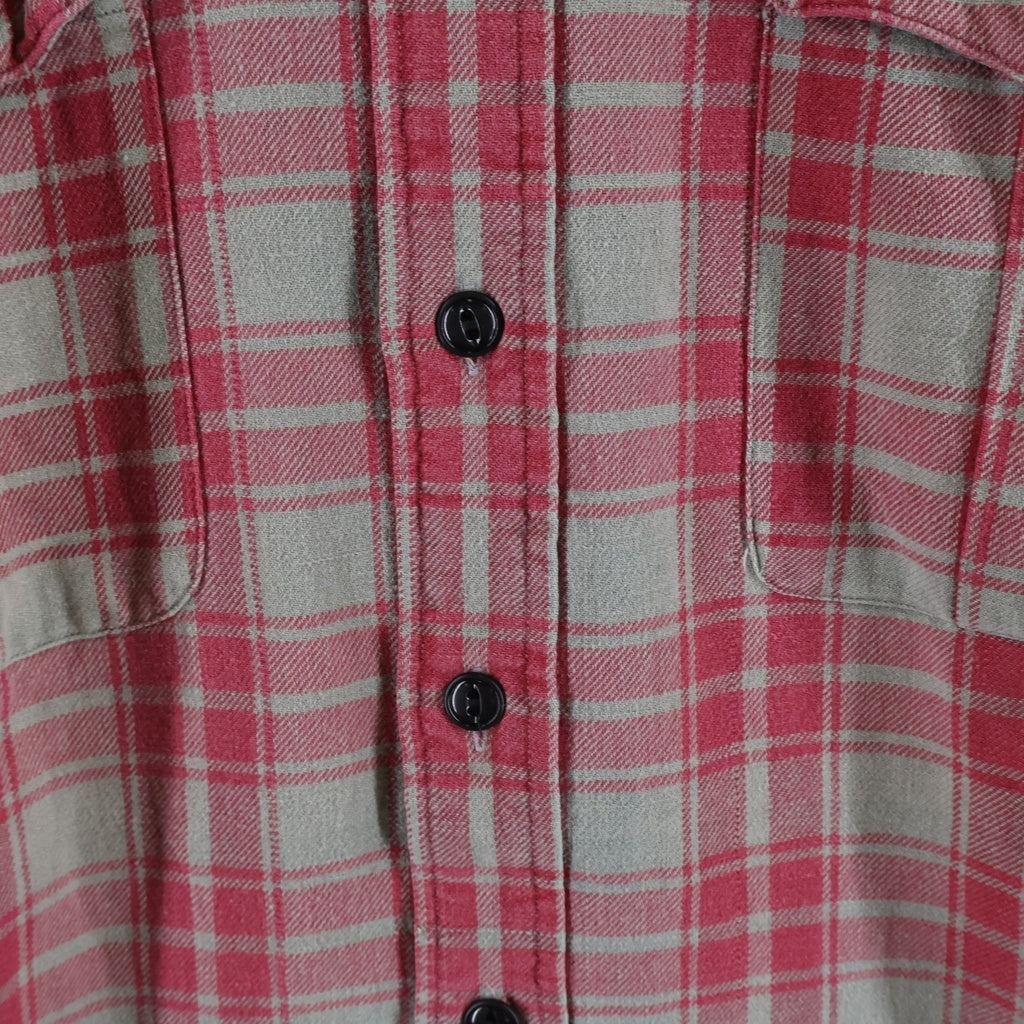 RRL(ダブルアールエル) 90S 三ツ星タグ スタンドカラー フラップポケット チェック柄 長袖シャツ ピンク