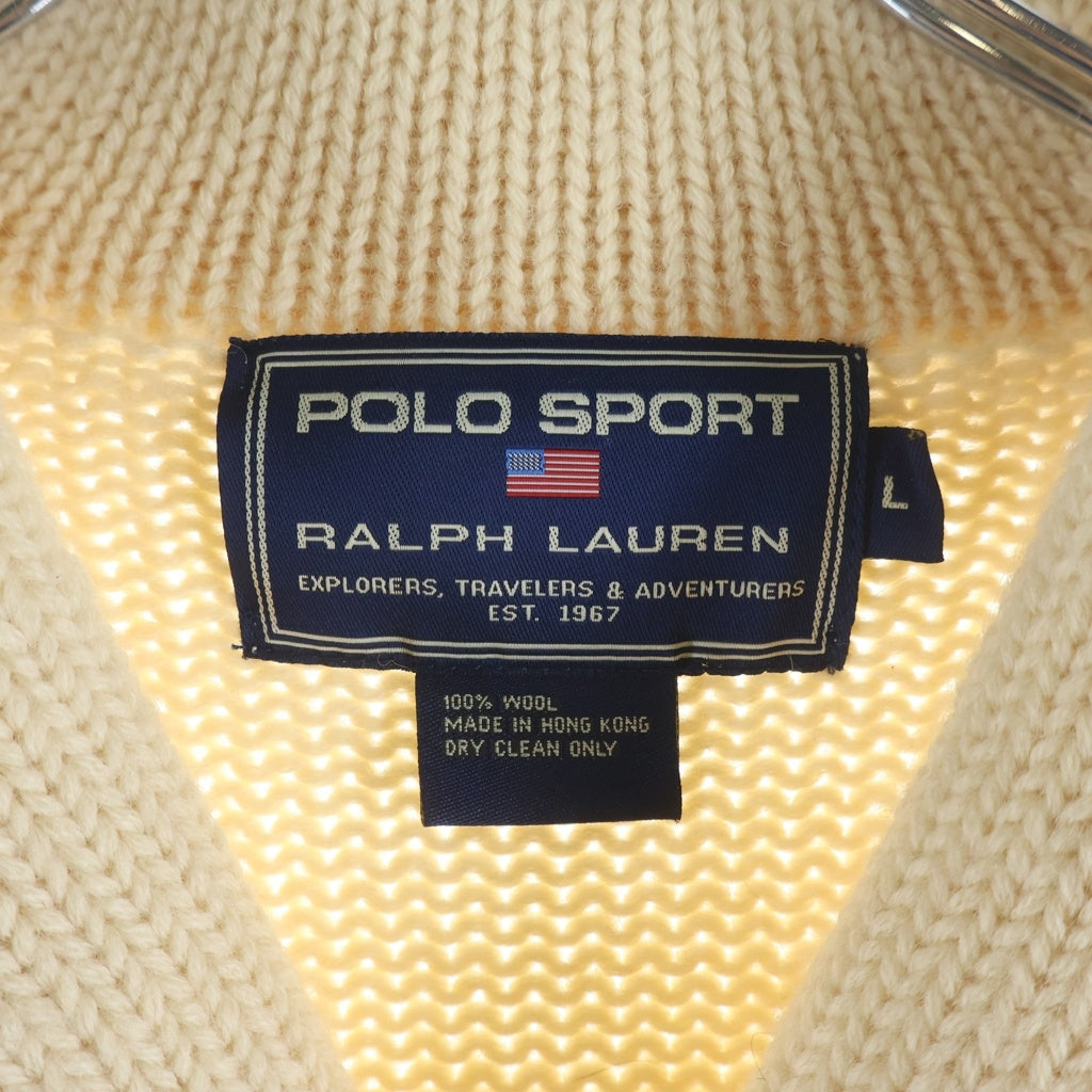 POLO RALPH LAUREN(ポロラルフローレン) 90S USRL刺繍 ショールカラー 長袖ニット セーター ベージュ