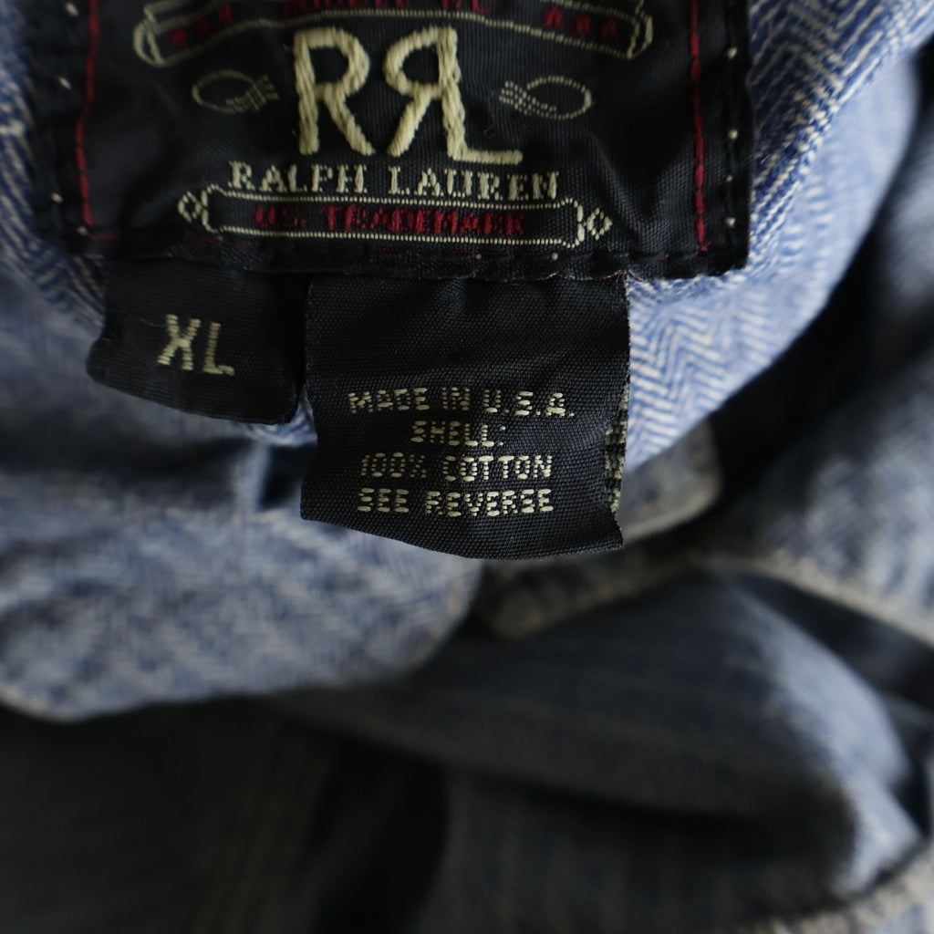 RRL(ダブルアールエル) 90S 三ツ星タグ ヘリンボーン デニム カバーオール ライトブルー