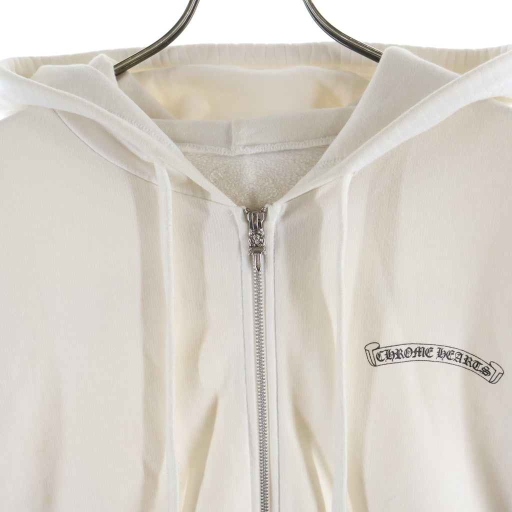 CHROME HEARTS(クロムハーツ) SWTSHRT HD ZIP 袖ロゴ バックスクロールラベルプリント ジップアップパーカー ホワイト