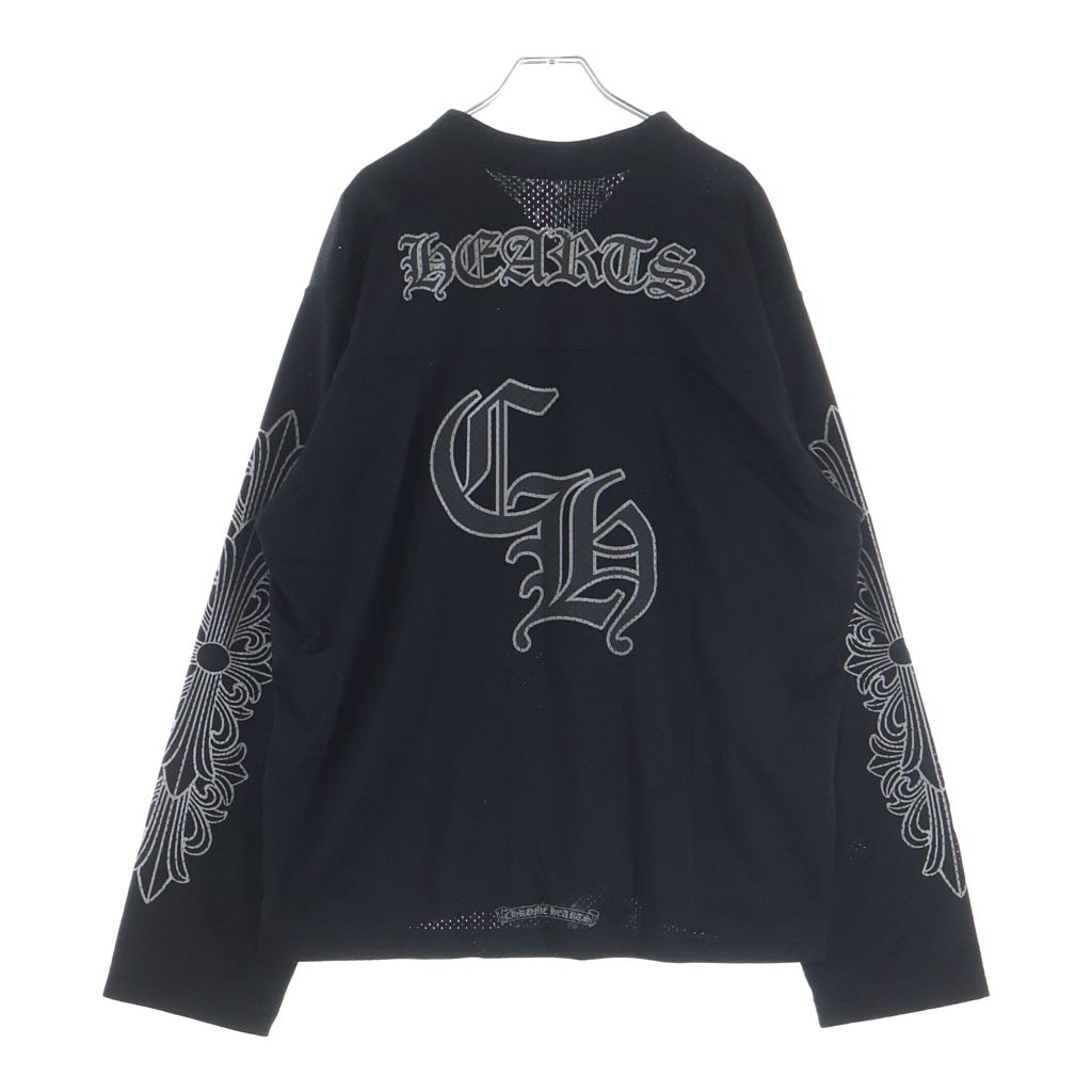 CHROME HEARTS(クロムハーツ) MESH WARM UP JERSEY メッシュ バーシティー ジャージー CHプリントメッシュ 長袖Tシャツカットソー ブラック