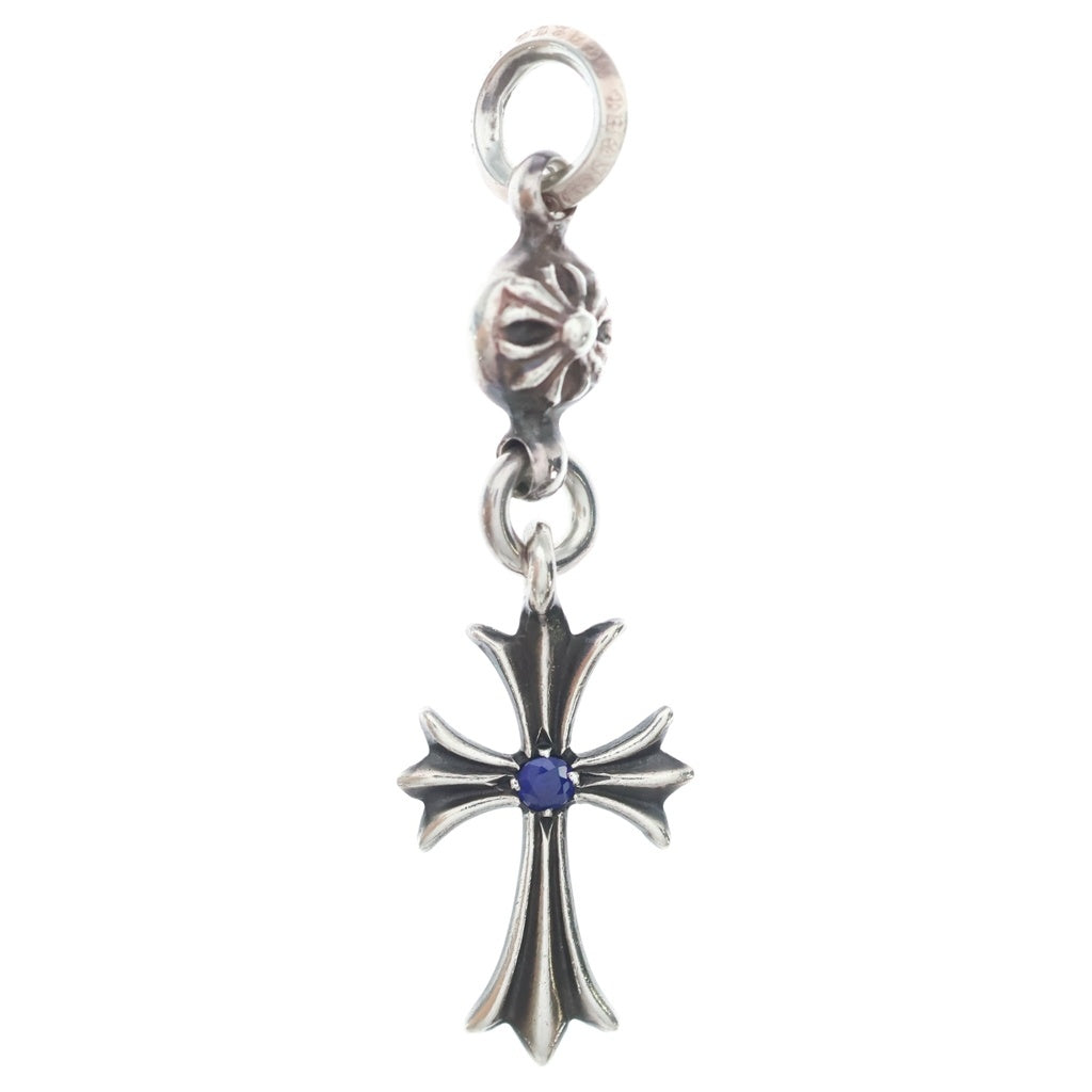 CHROME HEARTS(クロムハーツ) 1B TNY CH CRS AFTER 1SAP 1ボールタイニーCHクロス アフターサファイア チャーム シルバーネックレス