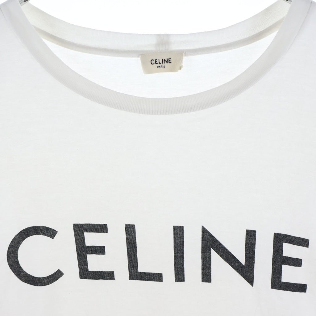 CELINE(セリーヌ) フロントロゴプリント クルーネック半袖Tシャツカットソー ホワイト 2X681671Q
