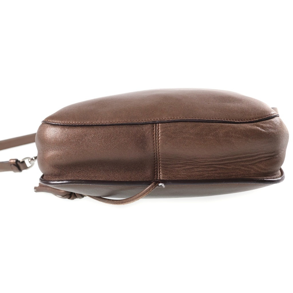 LOEWE(ロエベ) アナグラム フリンジ付き レザーショルダーバッグ ブラウン レディース