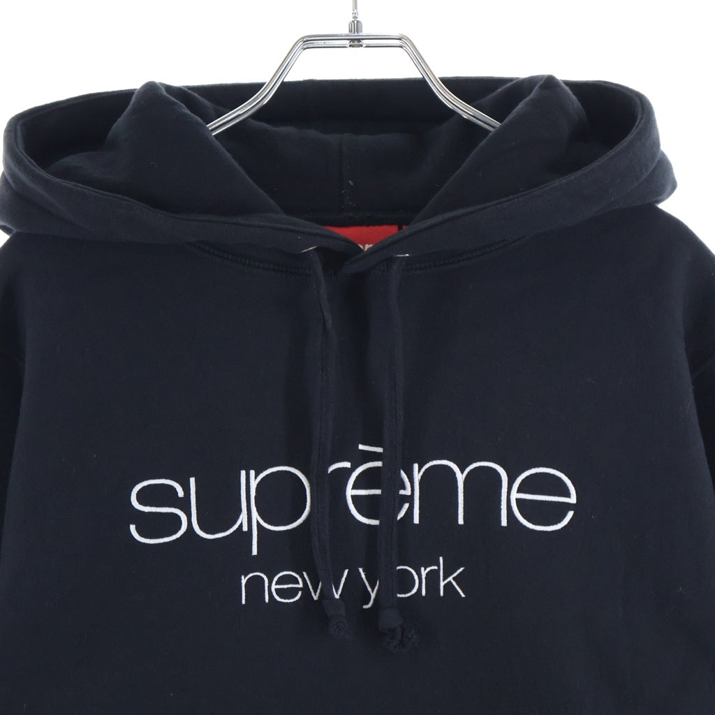 SUPREME(シュプリーム) 26SS Classic Logo Hooded Sweatshir クラシックロゴ 刺繍 スウェット プルオーバーパーカー ブラック