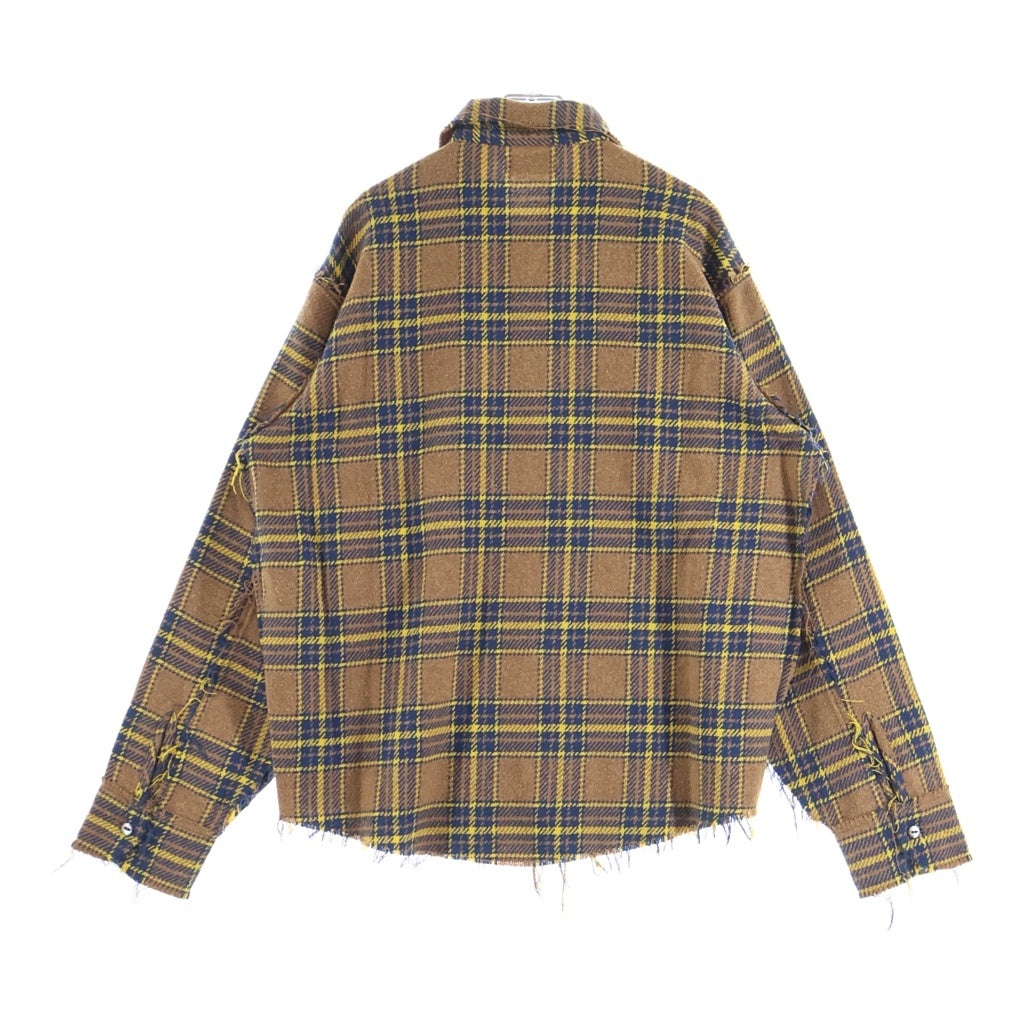 FAF/Fake As Flowers(エフエーエフ/フェイクアズフラワーズ) 22AW FLANNEL BORO SHIRT フランネル ボロ 長袖シャツ ブラウン FAFW22-23