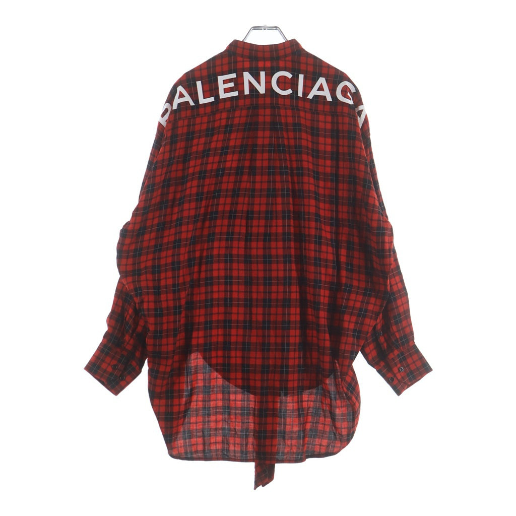 BALENCIAGA(バレンシアガ) 18SS バックロゴ タータンチェック スウィング長袖シャツ レディース レッド/ブラック 492513 TYD08